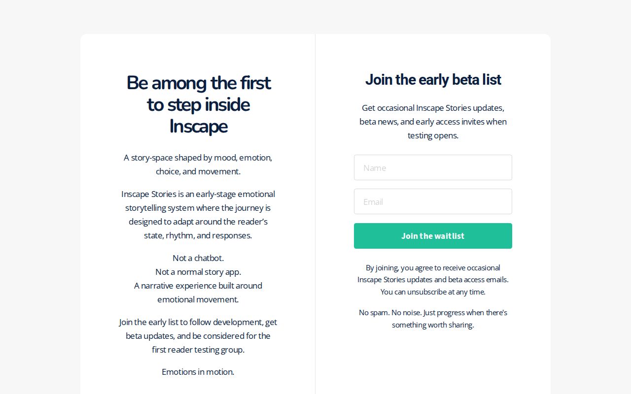 Inscape Stories | Early Beta Waitlist
